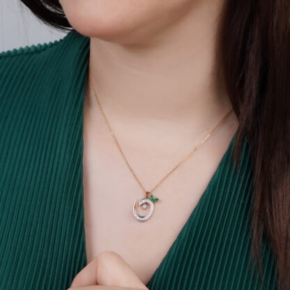 18k Yellow Gold 'Noon' Arabic Letter Necklace With Natural Diamond & agate stone - Image 2