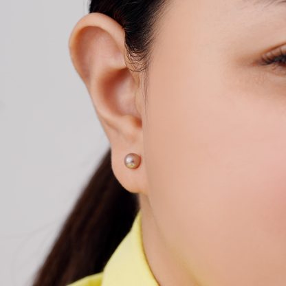 18K YELLOW GOLD EARRING WITH LAVENDER PEARL - Image 2