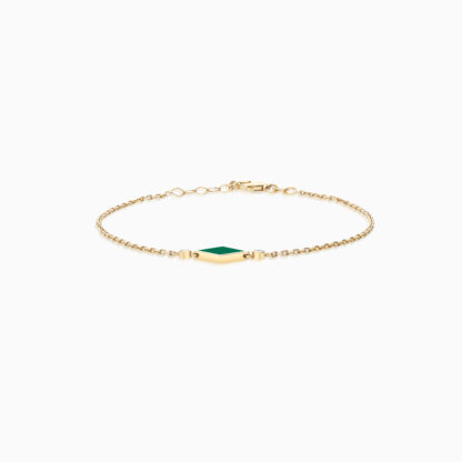 18k yellow gold bracelet decorated with gorgeous green enamel color and natural diamonds