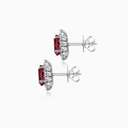 18k DIAMOND WHITE GOLD RUBY EARRING