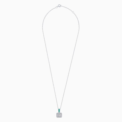 18K WHITE GOLD NECKLACE DECORATED WITH NATURAL DIAMOND AND EMERALD STONES
