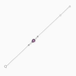 18k White Gold Bracelet Featuring Diamonds and Amethyst