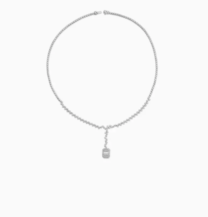 18k White Gold Necklace Decorated With Natural Diamonds From Carre Collection