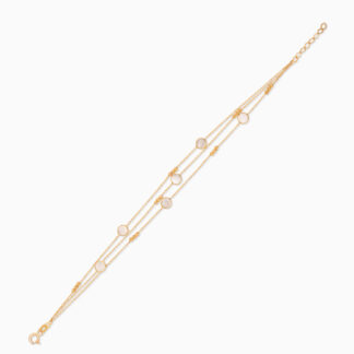 18k yellow gold bracelet 3 lines decorated with mother of pearl