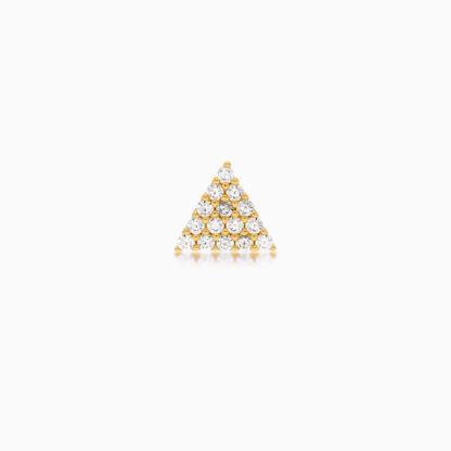 18k Yellow Gold Triangle-Shaped Stud Earrings with Zircons