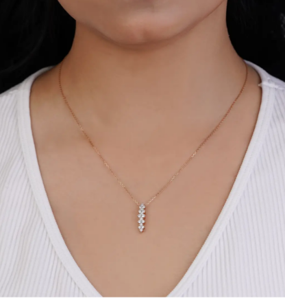 18K Rose Gold Necklace with Natural Diamonds – Scala Collection - Image 2
