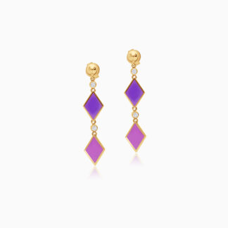 18k yellow gold earrings decorated with gorgeous enamel colors and natural diamonds
