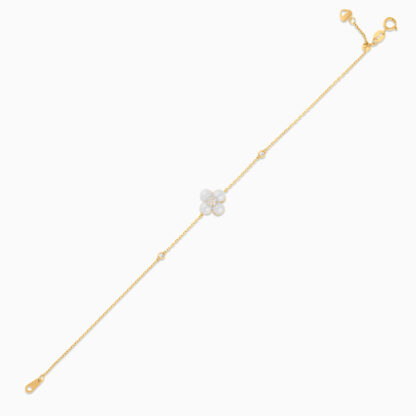 18K Yellow Gold Bracelet with Pearl and Natural Diamond - Image 3