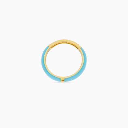 18k Yellow Gold Ring with Diamonds and Turquoise Ceramic - Image 4