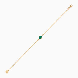 18k yellow gold bracelet decorated with gorgeous green enamel color and natural diamonds