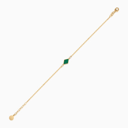 18k yellow gold bracelet decorated with gorgeous green enamel color and natural diamonds