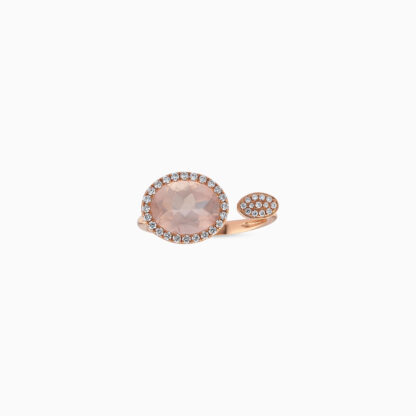 18k ROSE GOLD RING WITH NATURAL DIAMOND AND ROSE QUARTZ - Image 2