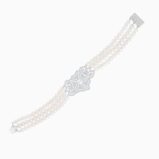 18K White Gold Bracelet with a pearl and natural diamond