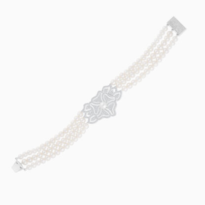 18K White Gold Bracelet with a pearl and natural diamond
