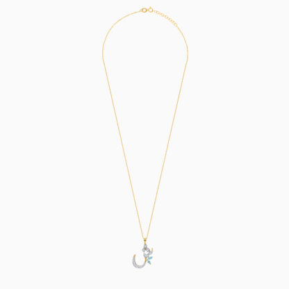 18k Yellow Gold 'Sheen' Arabic Letter Necklace With agate stone | Horoufi Collection