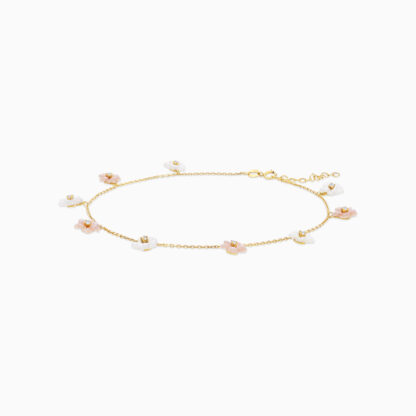 18K YELLOW GOLD WITH MOTHER OF PEARL AND ZIRCON STONES ANKLET