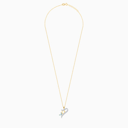 18k Yellow Gold 'Haa' Arabic Letter Necklace With blue topaz