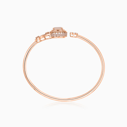18K Rose Gold Bangle featuring a stunning Natural Diamond and Rose quartz stones