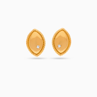 18K yellow gold Diamond Earrings for kids oval shape