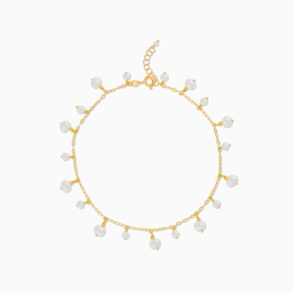 18K YELLOW GOLD ANKLET WITH PEARLS - Image 3