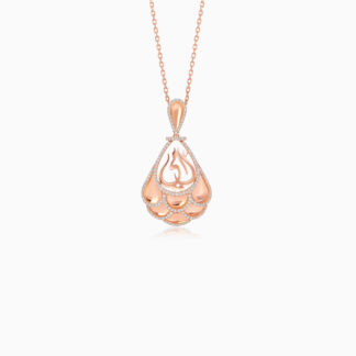 18K ROSE GOLD NECKLACE WITH MOTHER WORD IN THE CENTER DECORATED NATURAL DIAMONDS