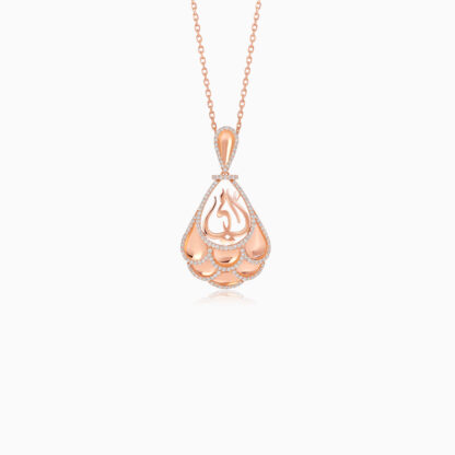 18K ROSE GOLD NECKLACE WITH MOTHER WORD IN THE CENTER DECORATED NATURAL DIAMONDS