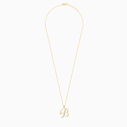 18k Yellow Gold 'B' Letter Necklace With Natural Diamond and Pearl - Image 3
