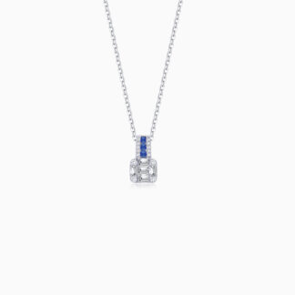 18K WHITE GOLD NECKLACE DECORATED WITH NATURAL DIAMOND AND SAPPHIRE STONES