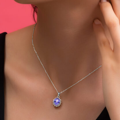 18K DIAMOND WHITE GOLD NATURAL TANZANITE necklace