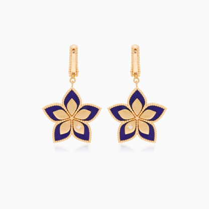 18k Yellow Gold Flower-Shaped Earrings from the Fortuna Diamond Collection - Image 3