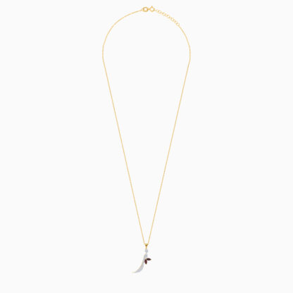 18k Yellow Gold 'Zaal' Arabic Letter Necklace With Natural diamond and garnet