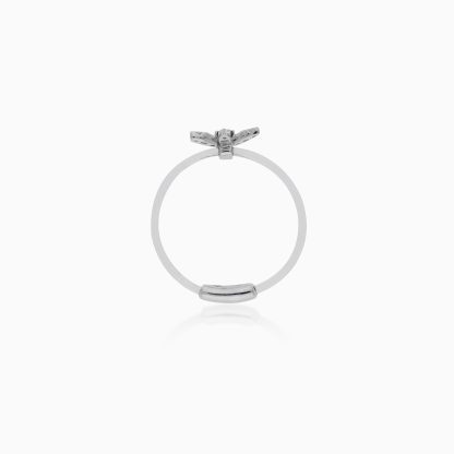 118K White Gold Ring with Diamonds and Sapphire – Floats Collection - Image 4