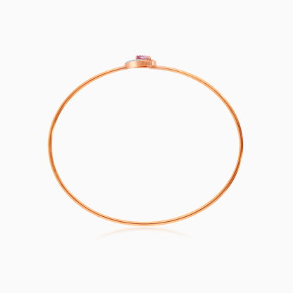 18K Rose gold bangle with 2 hearts of Pink Topaz Surrounded by Natural Diamonds