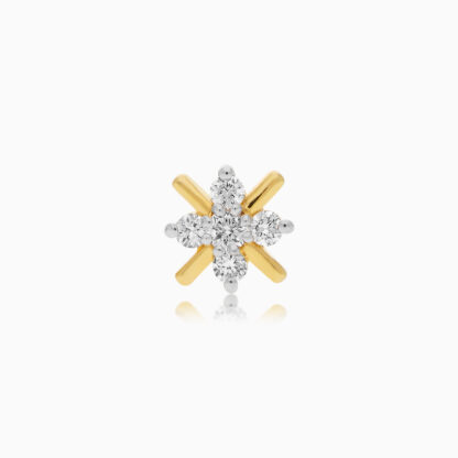 18K Yellow Gold Nose Pin with Natural Diamond - Image 3
