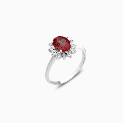 18K WHITE GOLD RING DECORATED WITH NATURAL DIAMOND AND RUBY STONES - Image 3