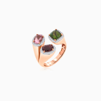 18K Rose GoldOpen Ring with Tourmaline Stones - Tourmaline Collection