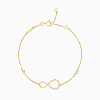 18k Yellow bracelet Decorated with Natural Diamond, Infinity shap
