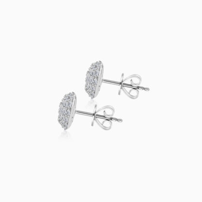 18K WHITE GOLD EARRINGS IN HEARTS SHAPE DECORATED WITH NATURAL DIAMOND BAGUETTE
