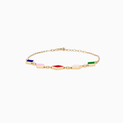 18k yellow gold bracelet decorated with gorgeous enamel colors and natural diamonds