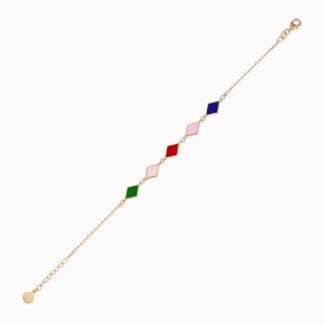 18k yellow gold bracelet decorated with gorgeous enamel colors and natural diamonds