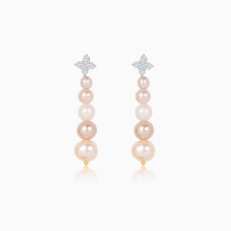 18K YELLOW GOLD PEARL Earring WITH NATURAL DIAMOND | Danah Collection
