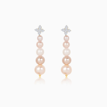 18K YELLOW GOLD PEARL Earring WITH NATURAL DIAMOND | Danah Collection
