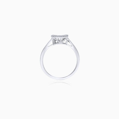 18K WHITE GOLD RING WITH A DROP SHAPE DECORATED WITH NATUARL DANCING DIAMOND