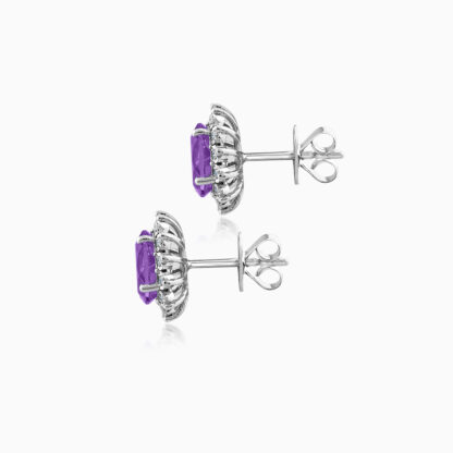 18k 18k DIAMOND WHITE GOLD NATURAL AMYTHEST EARRING