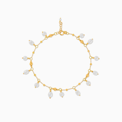 18K YELLOW GOLD ANKLET WITH PEARLS - Image 3