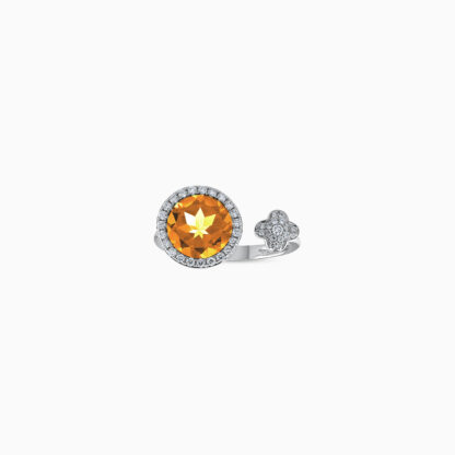 18k White Gold Citrine and Diamond Ring - Image 2