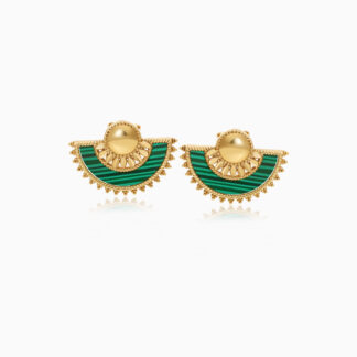 18K YELLOW GOLD EARRING WITH MALACHITE STONES