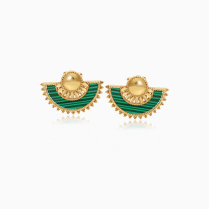 18K YELLOW GOLD EARRING WITH MALACHITE STONES
