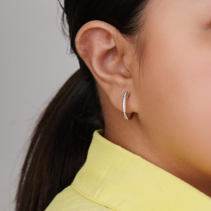 18K DIAMOND WHITE GOLD EARRING - Image 2