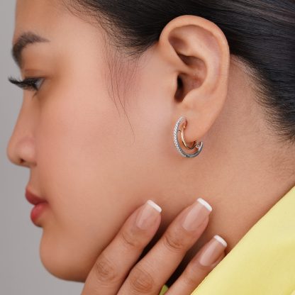 18K Rose Gold & Platinum Earrings – Platinum Evara Collection - Image 2